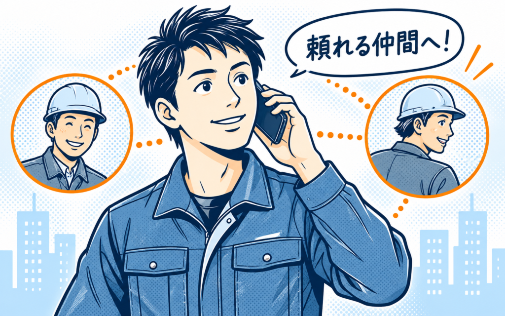 信頼できる同業の職人へ相談をつなぐイメージ